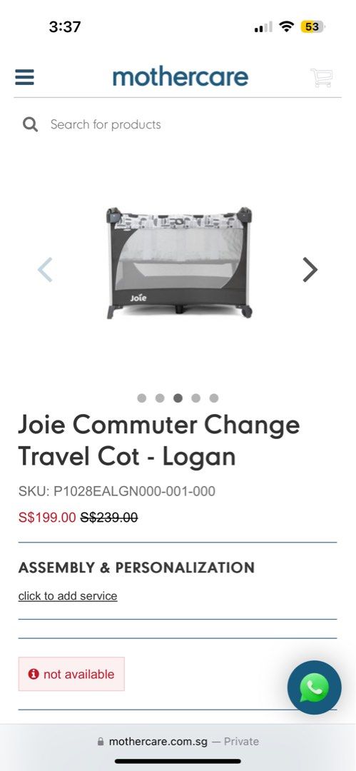 Joie Commuter Change Travel Cot Babies Kids Baby Nursery