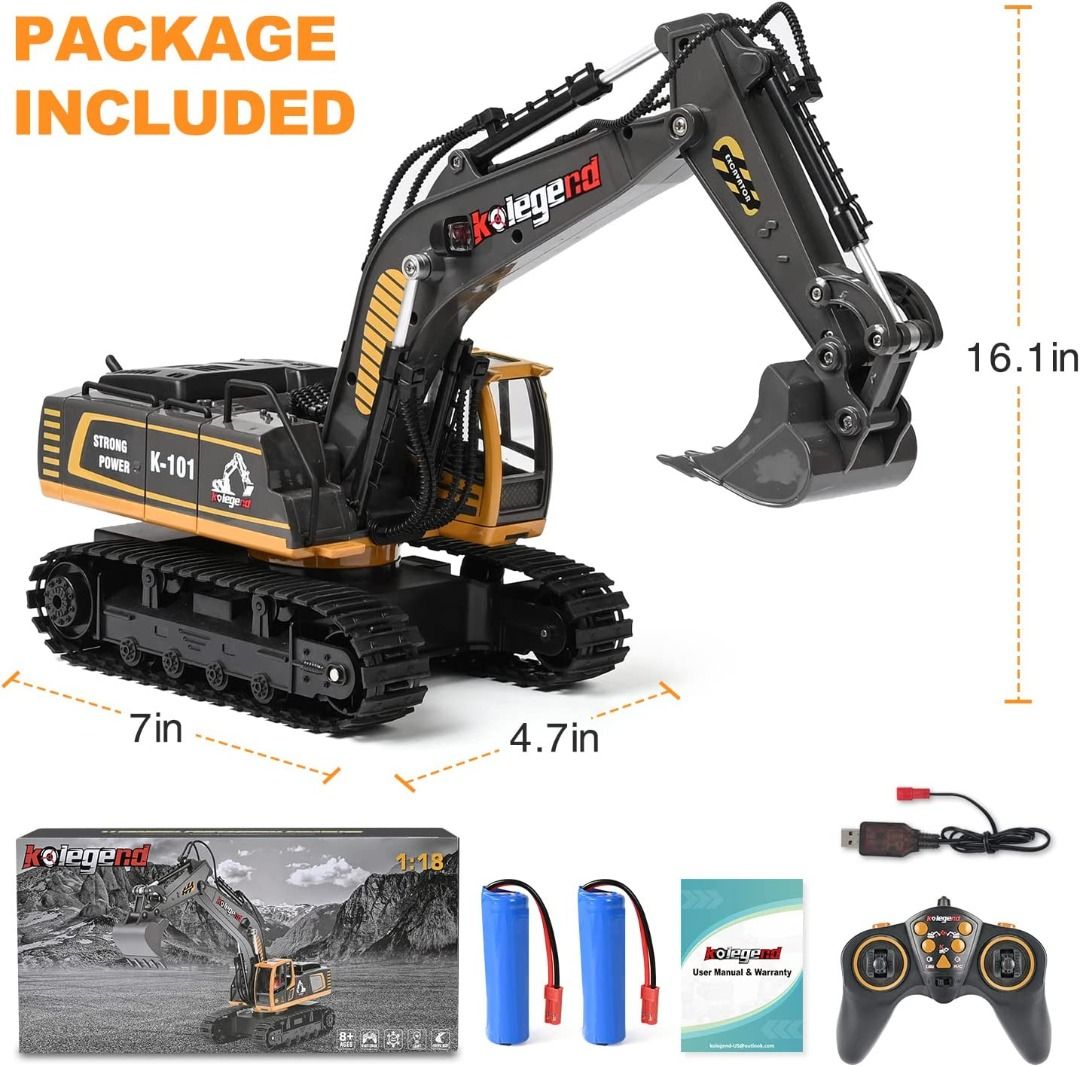 kolegend Remote Control Construction Dump Truck, 1/14 Scale Full Functional RC Dump Truck Toy