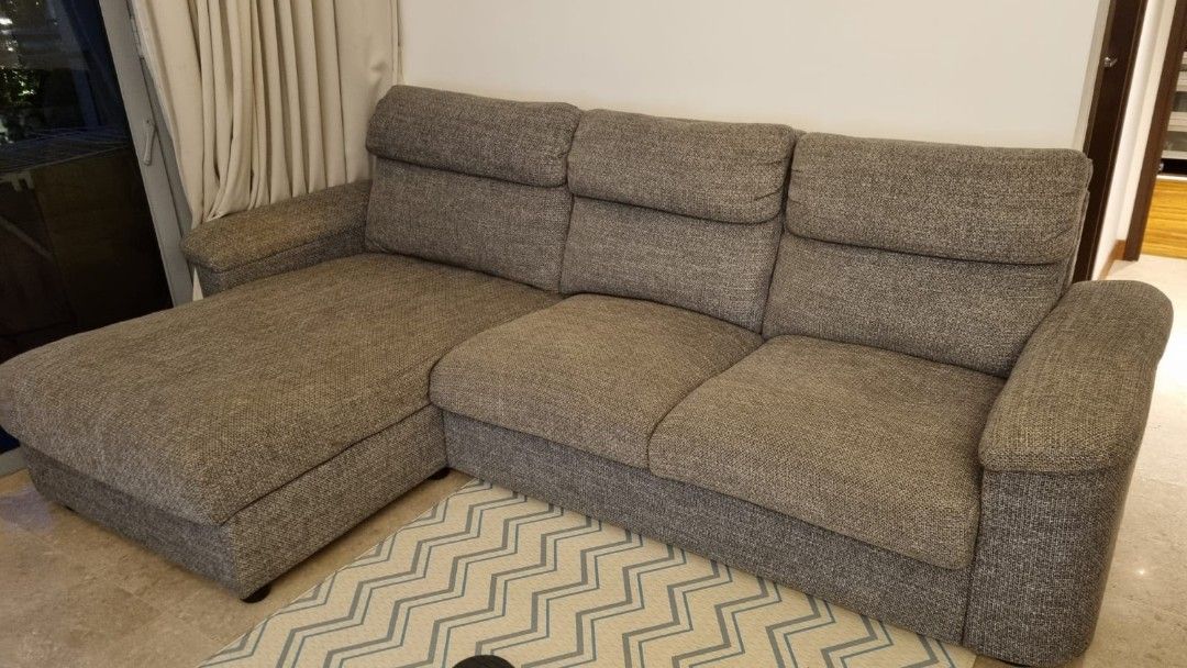 L Shaped Sofa ikea 3 seaters with storage, Furniture & Home Living