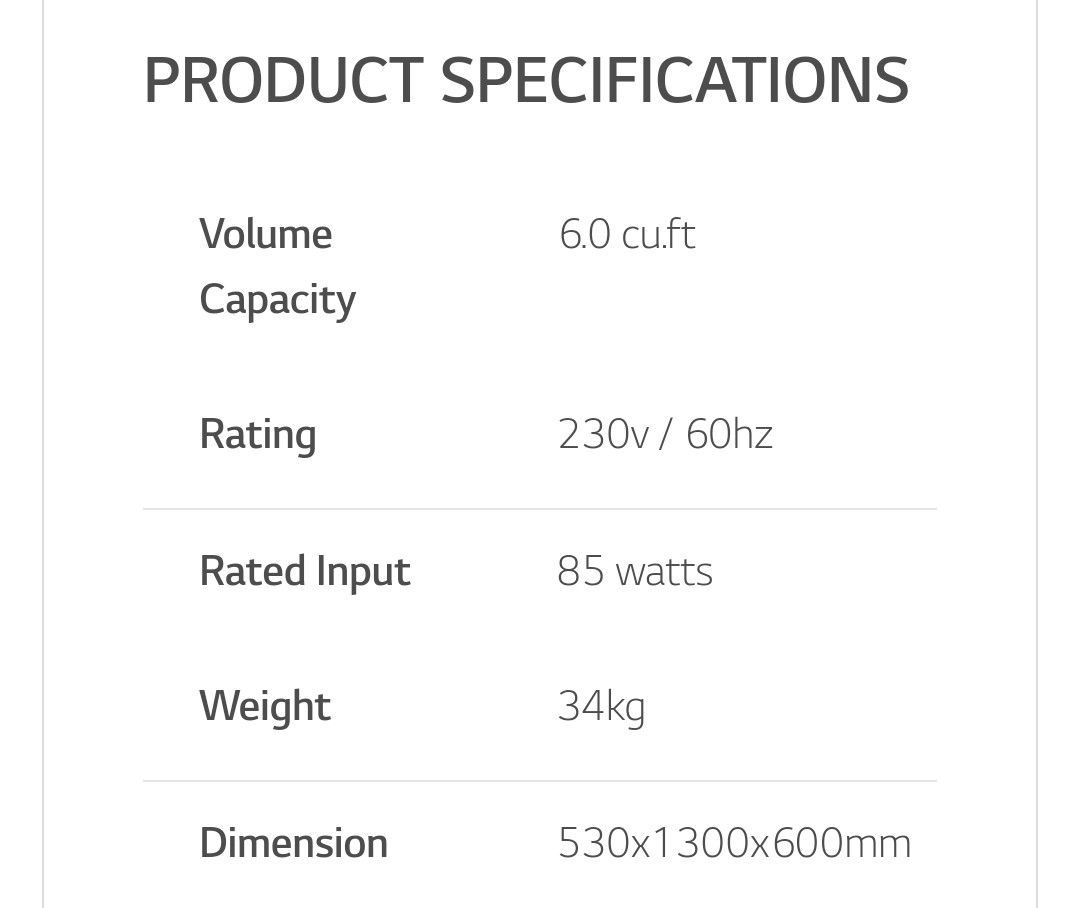 LG 6 cu ft Upright freezer Inverter, TV & Home Appliances, Kitchen