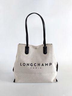 Longchamp Roseau Bucket Bag NWT Signature Monogram Taupe Black Silver