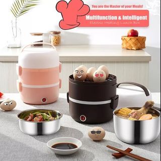 Lunch Box 3 Layer Electric Rice Cooker Multifunctional Food Warmer Steamer Egg Boiler Portable Meal Heater for Office Worker School, and Picnic