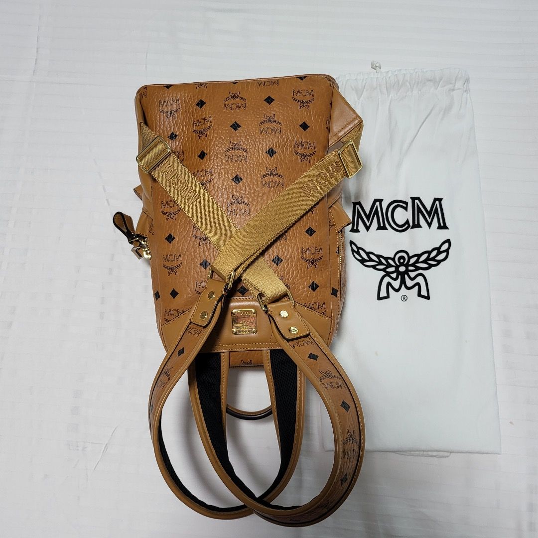 MCM Duke Cognac Visetos Backpack (Category: Luxury Bags & Wallets) located in Mandaluyong City. Submitted by lallam (Listing ID 1227130653, Image 2). Description: MCM Duke Visetos Backpack Size: Medium (13 inches in height and 10 inches in width) Worn just once Bought in Germany In excellent condition.