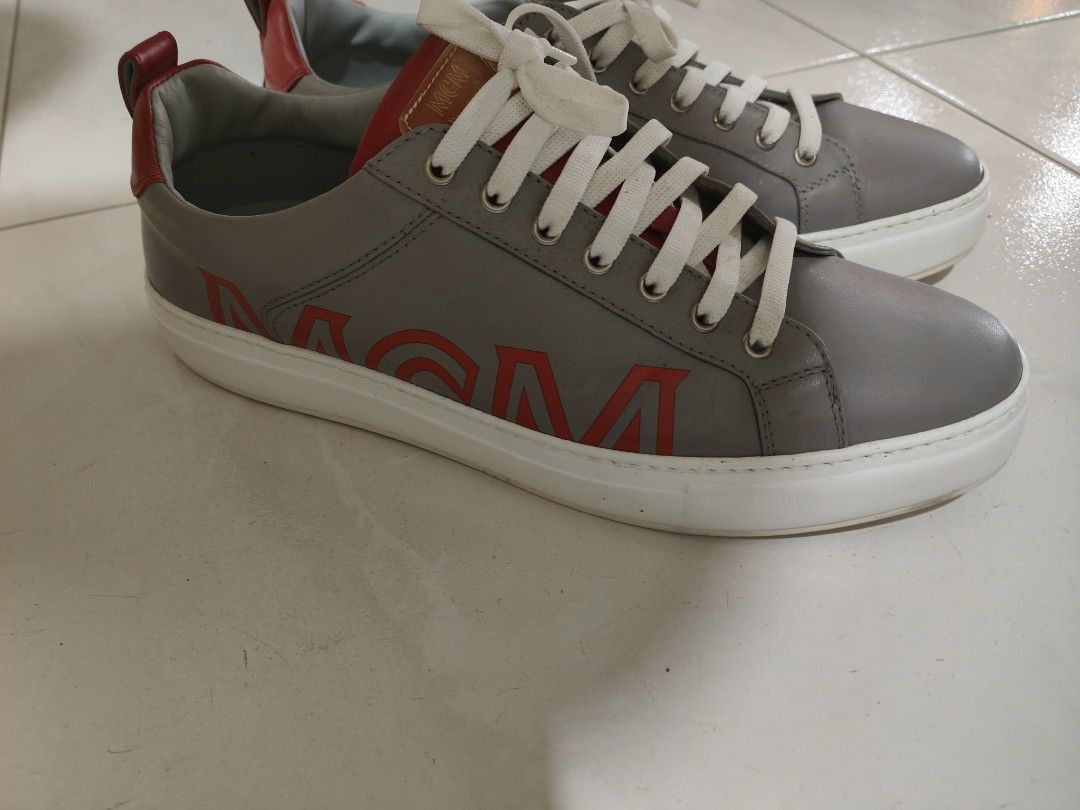 MCM Grey Leather low top sneakers Luxury Sneakers Footwear on