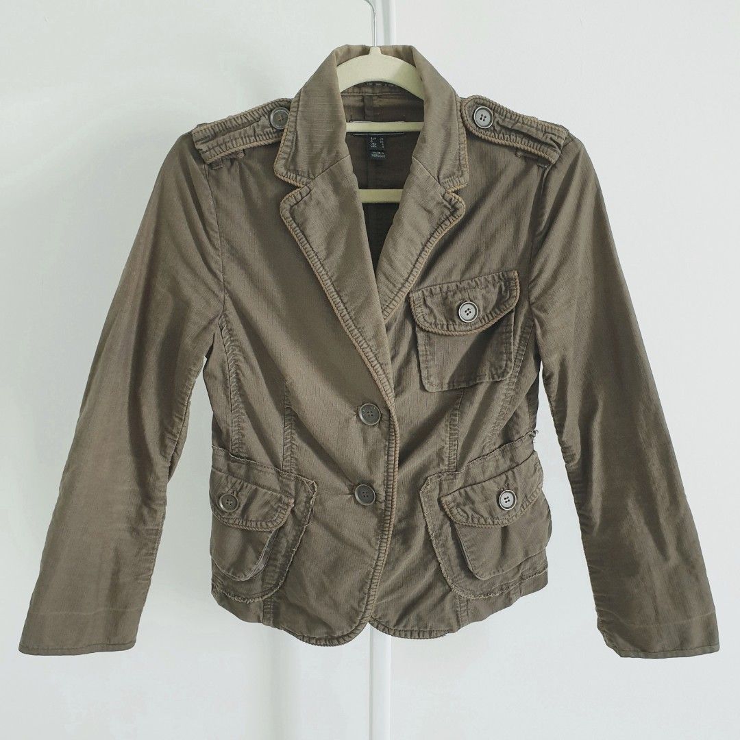 MNG MANGO Army Military Brown Green Camo Grunge Edgy Stylish Blazer Jacket Coat Work Smart Casual Events Biker Grunge Chic Size S Women s Fashion Coats Jackets and Outerwear on Carousell