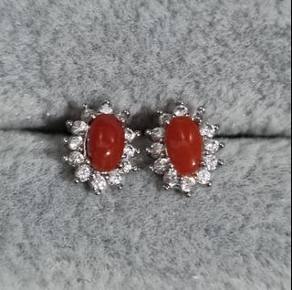 Natural Red Branch Coral Drop Earrings