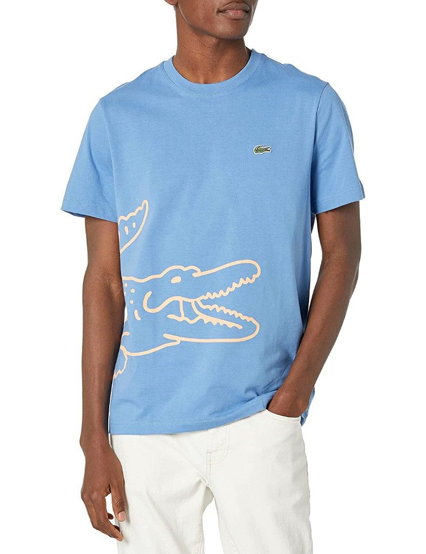 NEW Lacoste blue tee shirt tshirt top yellow crocodile wrap around Men s Fashion Tops Sets Tshirts Polo Shirts on Carousell