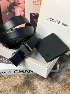 ORIGINAL LACOSTE WALLET WITH BELT SET WITH BOX AND PAPERBAG