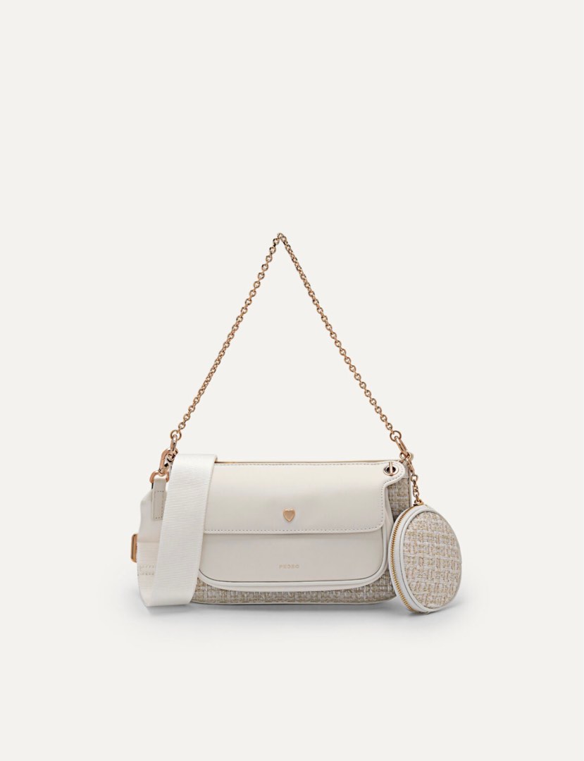 Pedro tweed double flap shoulder bag sales