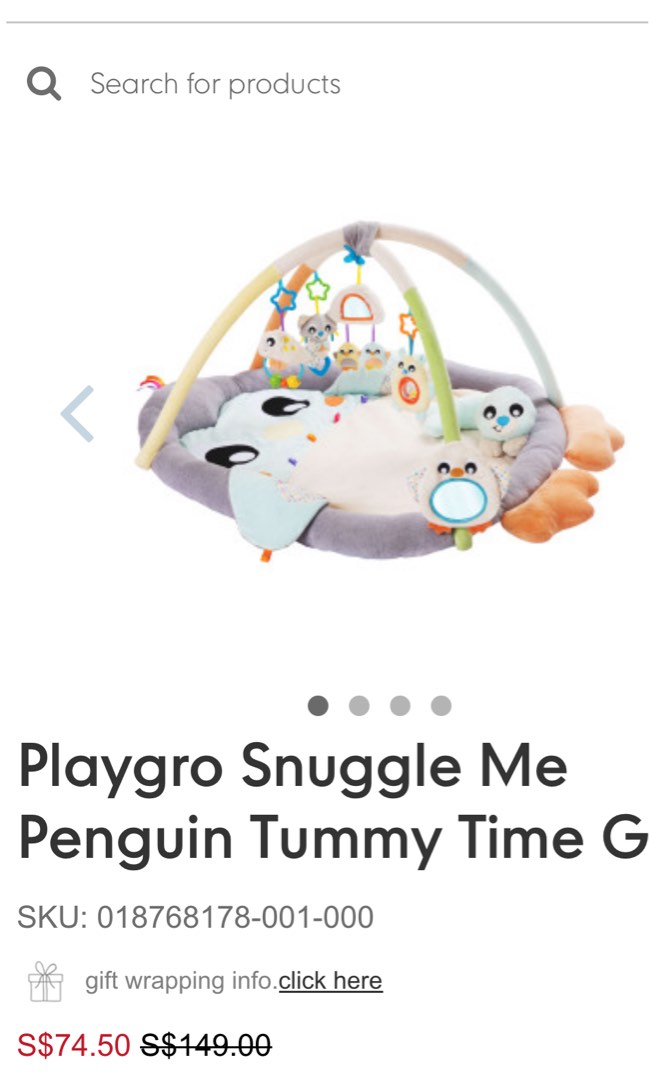 Playgro Snuggle Me Penguin Tummy Time Gym Playmat, Babies & Kids, Infant Playtime on Carousell