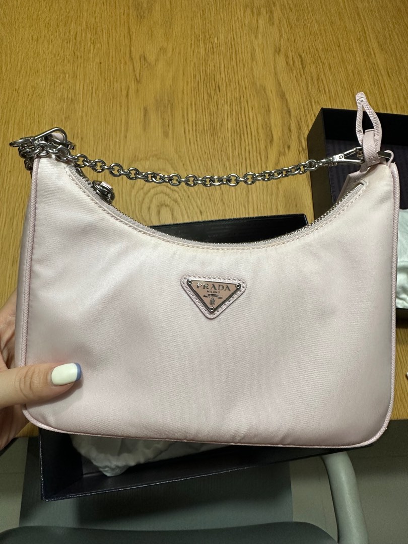 Prada Re-nylon Shoulder Bag In Alabaster Pink