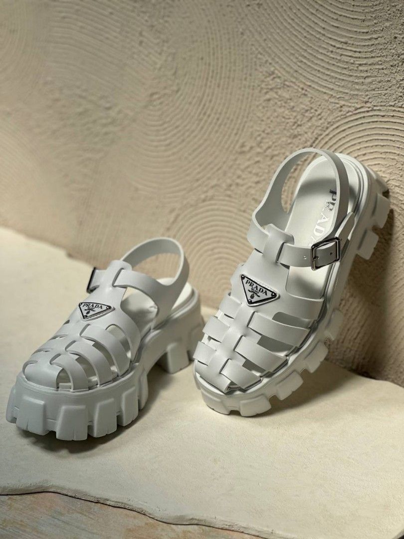 prada foam rubber sandals white