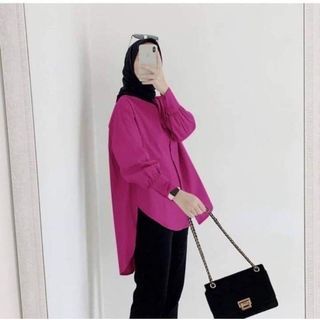 Raya magenta pink viral cotton x panas labuh muslimah fashion top blouse