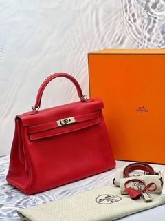 Hermes Kelly 28 Blue Lin Togo Phw, Luxury, Bags & Wallets on Carousell