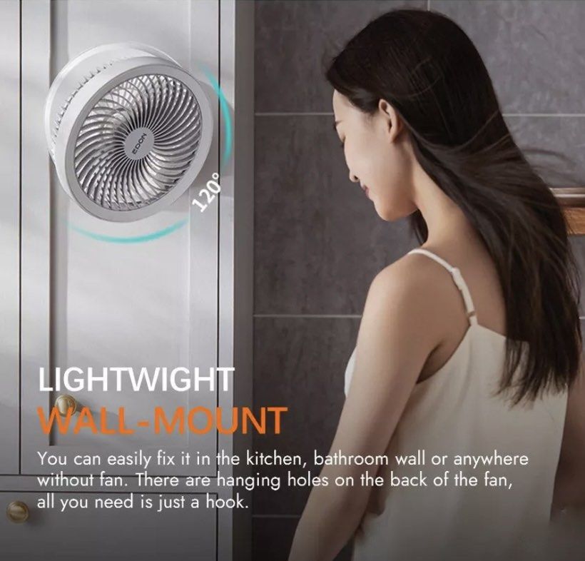 EDON Air Circular USB (7 inch) WHITE & GREY Desktop & WallMounted Fan