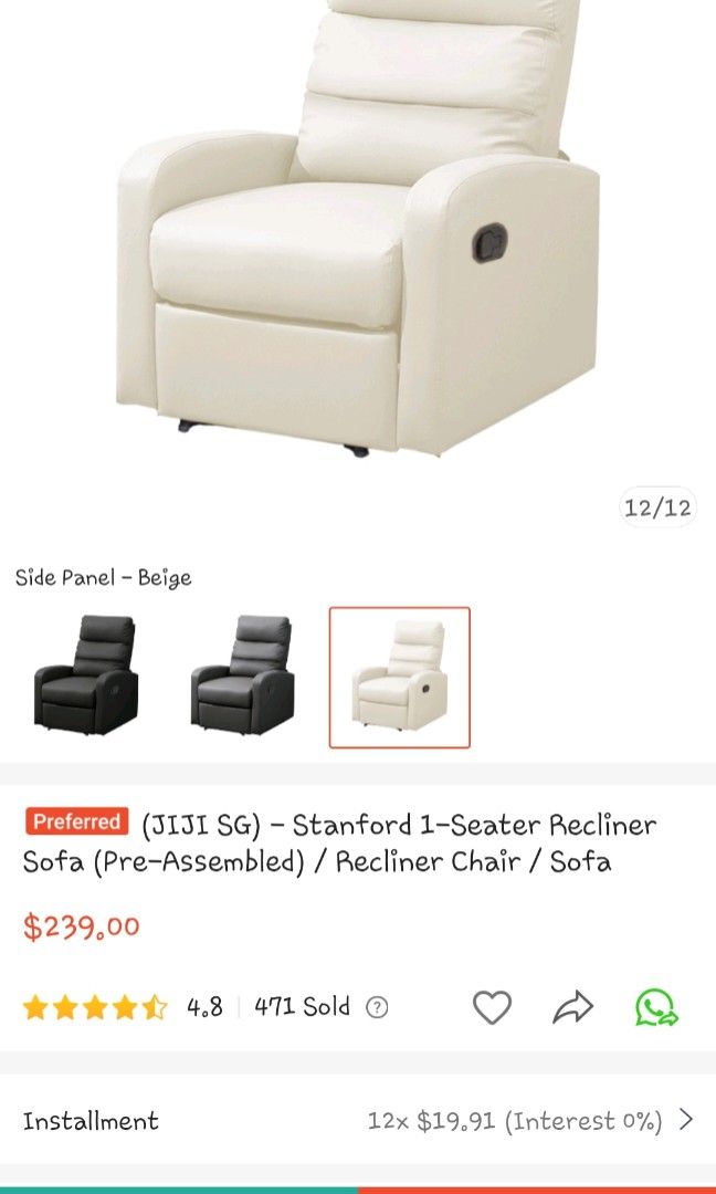 recliner chair breastfeeding chair, Furniture & Home Living, Furniture