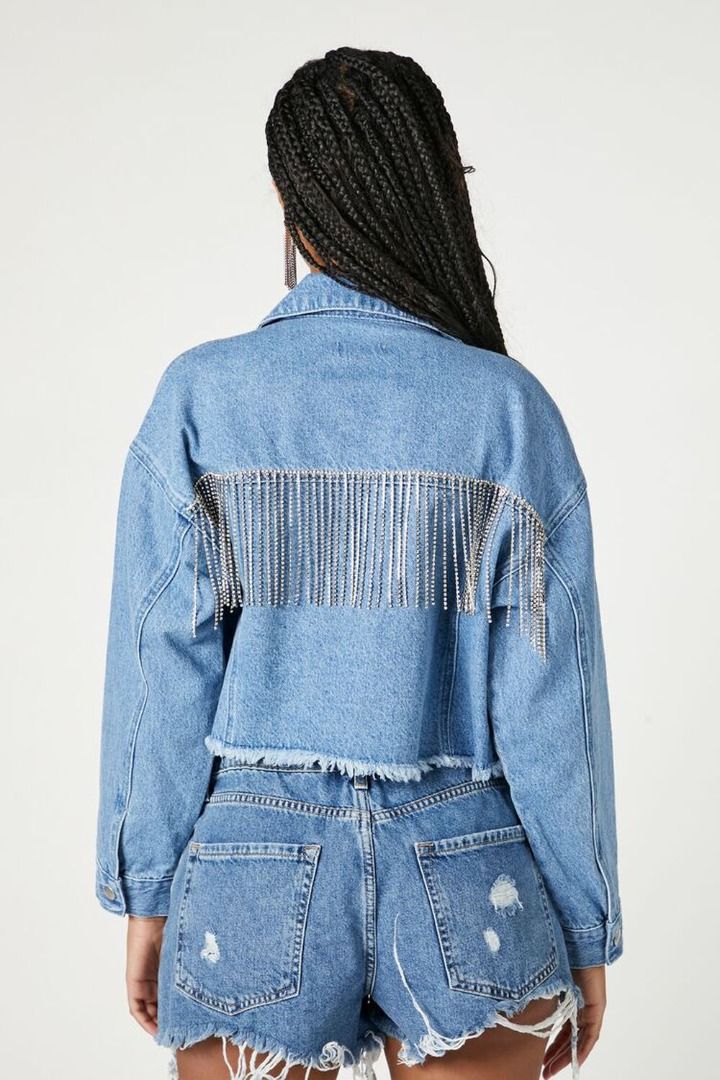 Fringe denim jacket forever 21 hot sale