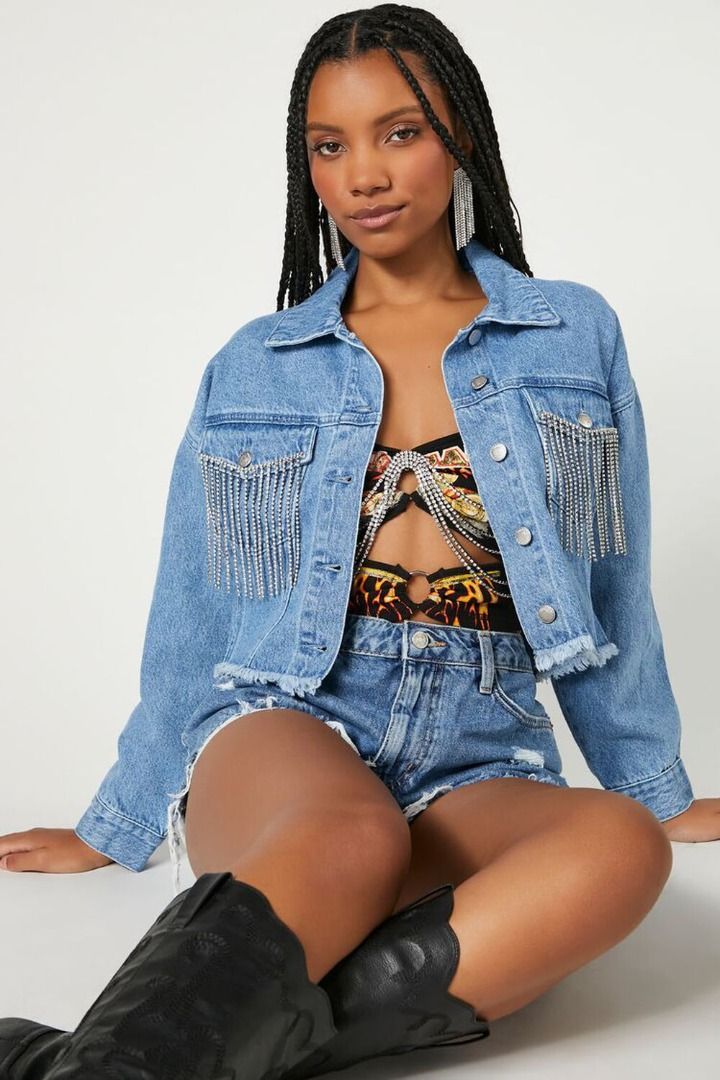 Fringe denim jacket hotsell forever 21