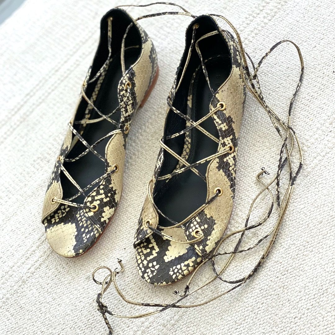 Sandro Python Leather Flat Sandals Size 36 Women s Fashion