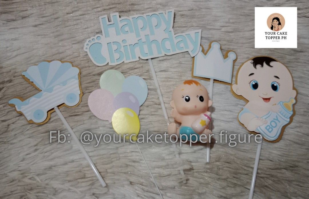 Set! Baby Boy Girl Cake Topper Decoration / Gender Reveal, Hobbies