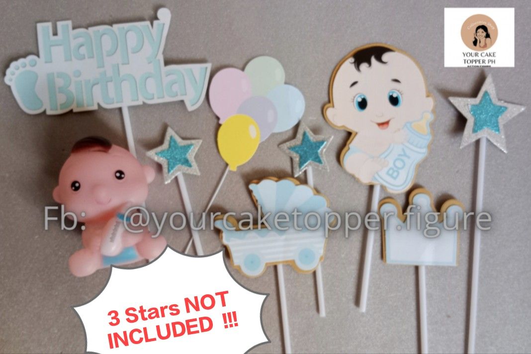 Set! Baby Boy Girl Cake Topper Decoration / Gender Reveal, Hobbies