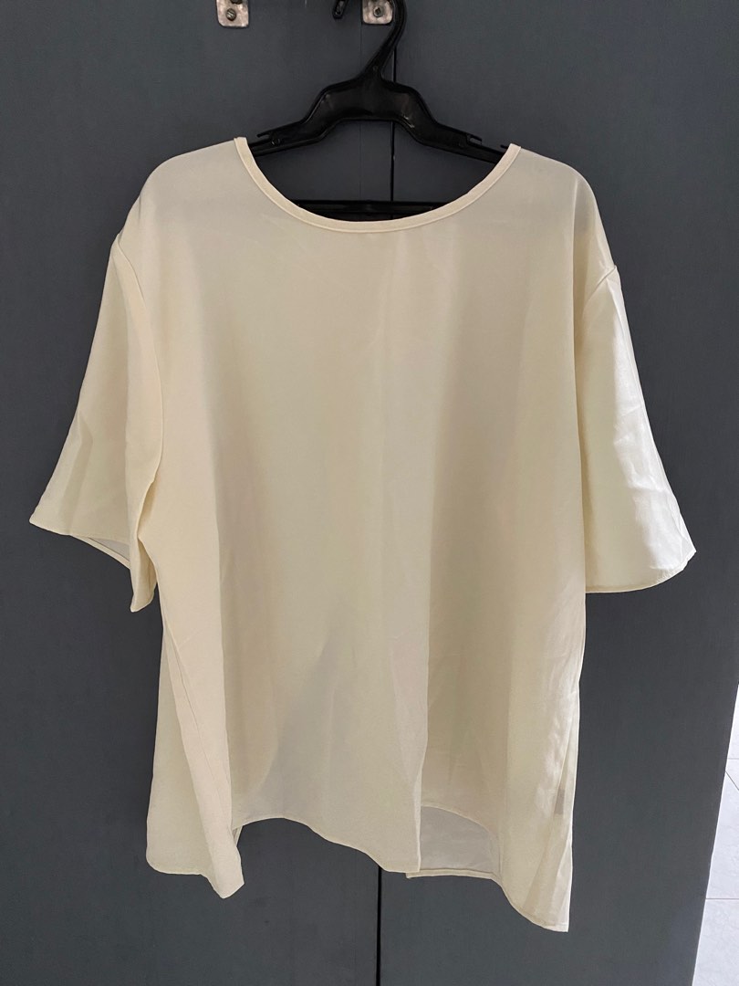 Shein Blouse XL (Cream) 3rd photo for the back design on Carousell