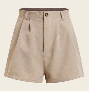 Shein Foldover Pleated Front Houndstooth Shorts