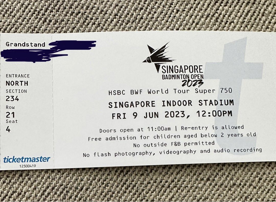 Grandstand Singapore badminton Open QF tickets, Tickets & Vouchers