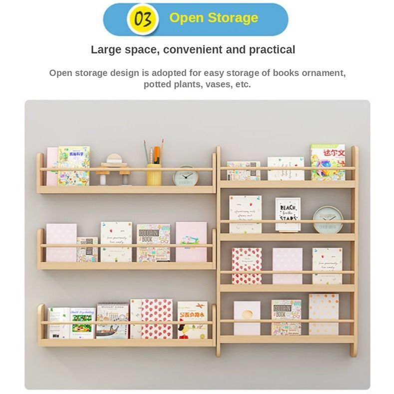 Solid Wood Bookshelf Wall Hanging Picture Book Shelf Simple Bookcase