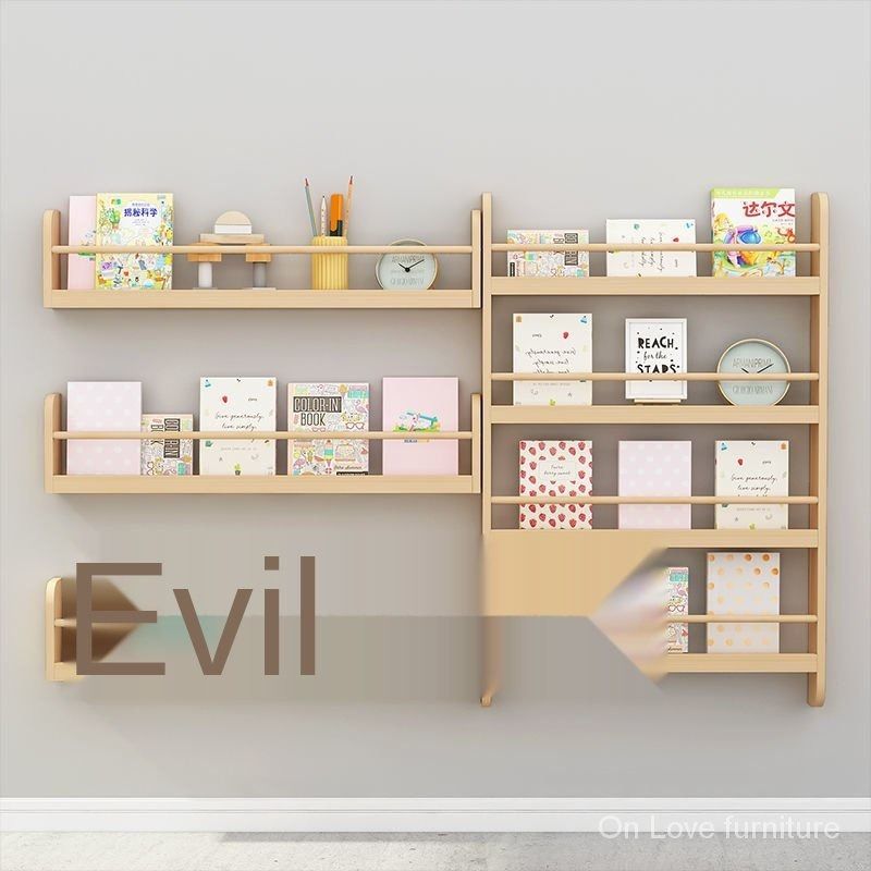 Solid Wood Bookshelf Wall Hanging Picture Book Shelf Simple Bookcase