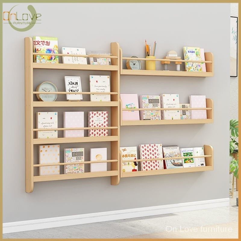 Solid Wood Bookshelf Wall Hanging Picture Book Shelf Simple Bookcase
