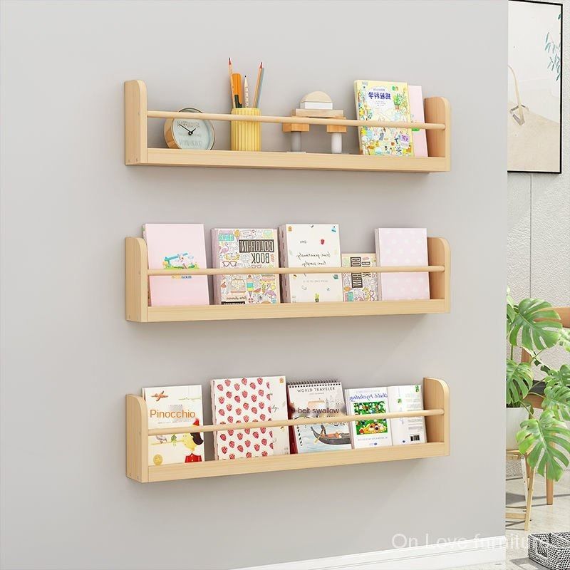 Solid Wood Bookshelf Wall Hanging Picture Book Shelf Simple Bookcase