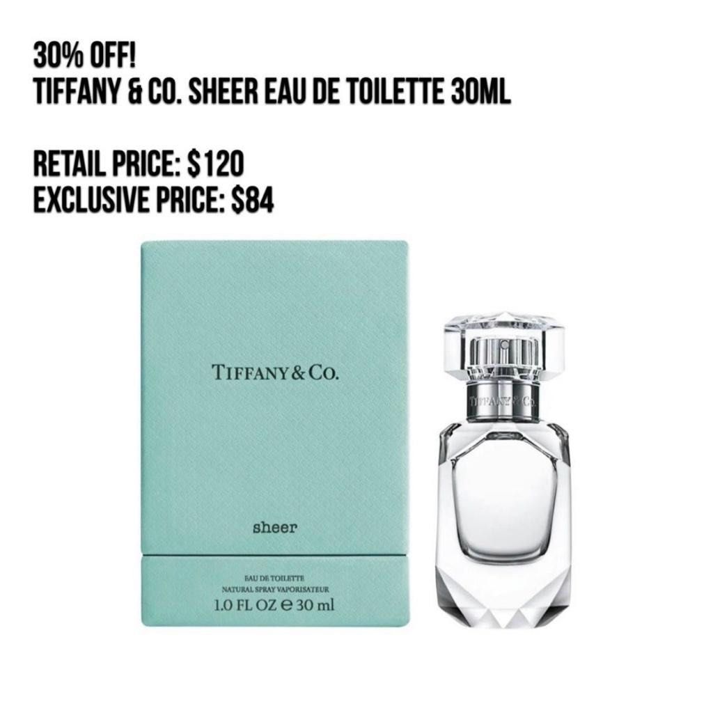 Tiffany Co Sheer EDT 30ml Beauty Personal Care Fragrance