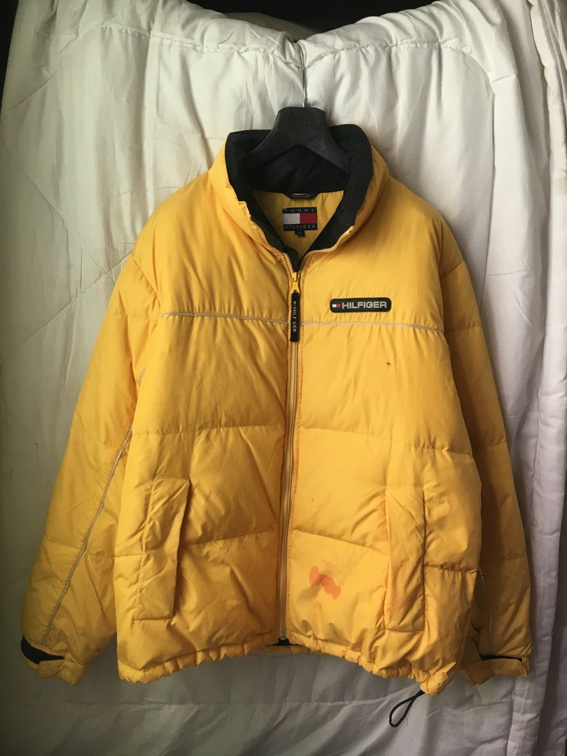 Tommy hilfiger puffer jacket mens yellow store