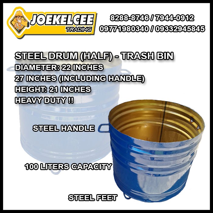 Trash bin steel drum, Furniture & Home Living, Cleaning & Homecare
