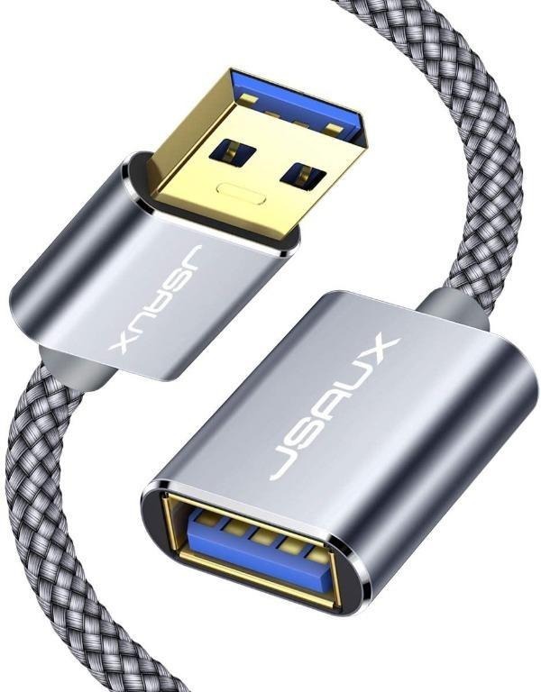 USB 3.0 Extension Cable, JSAUX 2 Pack 3.3ft USB A Male to USB A Female Extender Cord 5Gbps Data