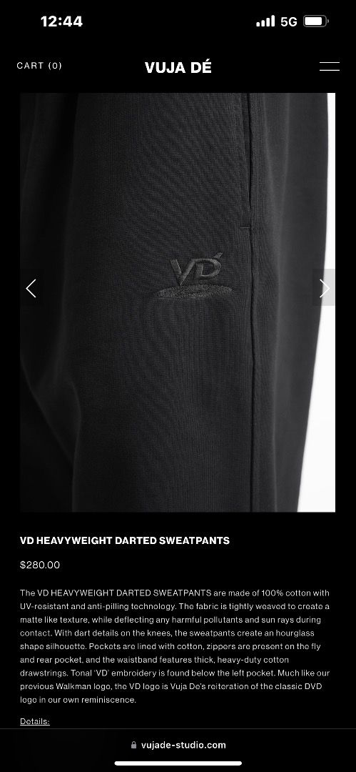 Vujade darted sweatpants, 男裝, 褲＆半截裙, 長褲- Carousell