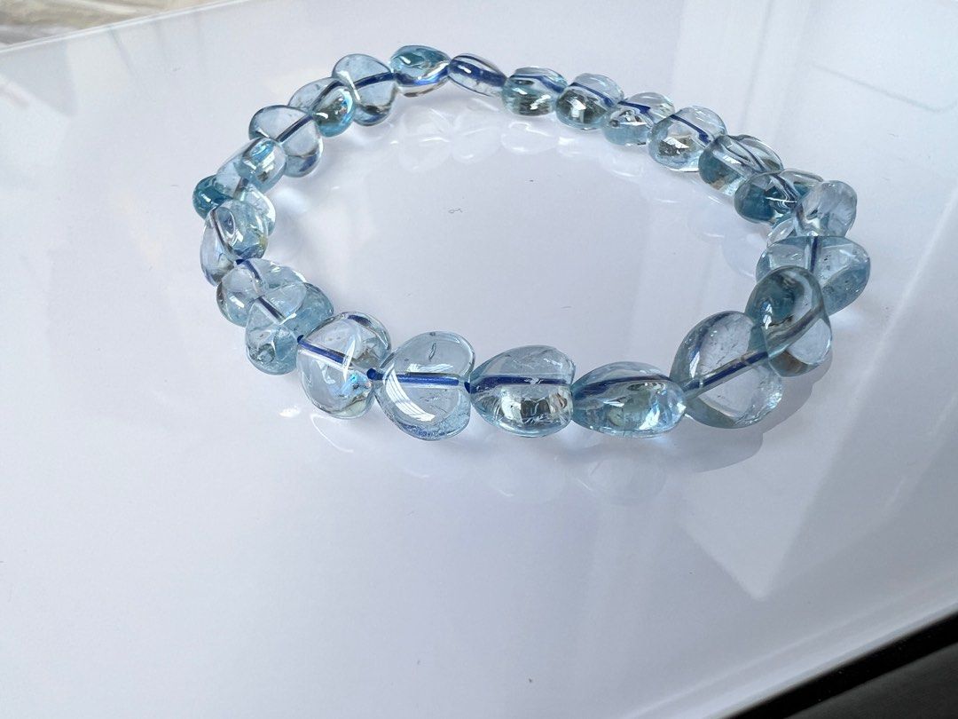WTS Brand New Blue Topaz Heart 9MM Crystal Bracelet