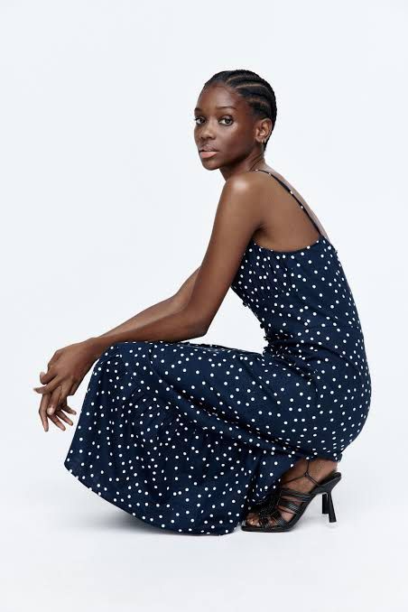 Polka dot linen online dress