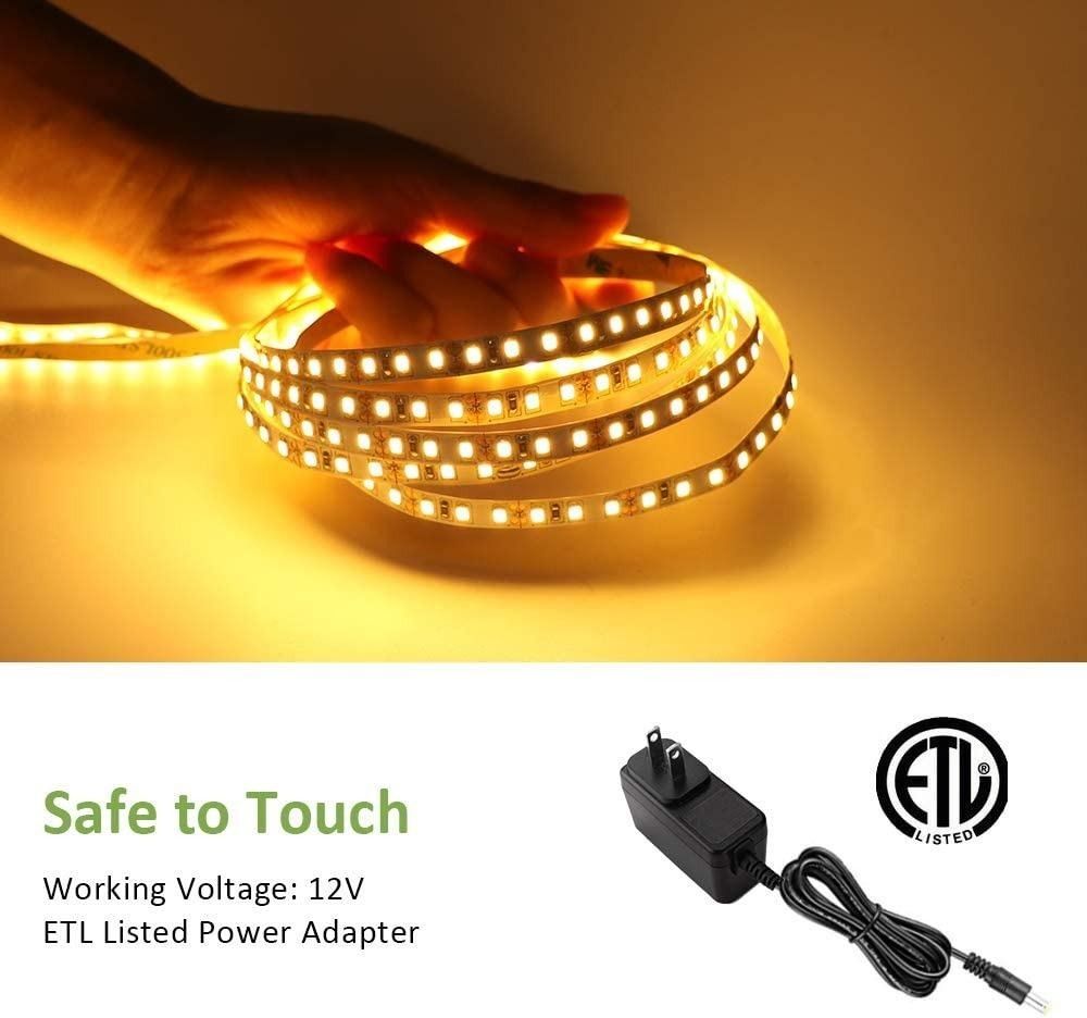 3 Pin Plug Ustellar 20ft LED Under Cabinet Lighting Kit Dimmable Light Strip Hand Wave Activated Under Counter Lights for Kitchen Cabinet