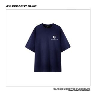 *收購 4% PERCENT CLUB經典款麂皮藍短袖T恤-M