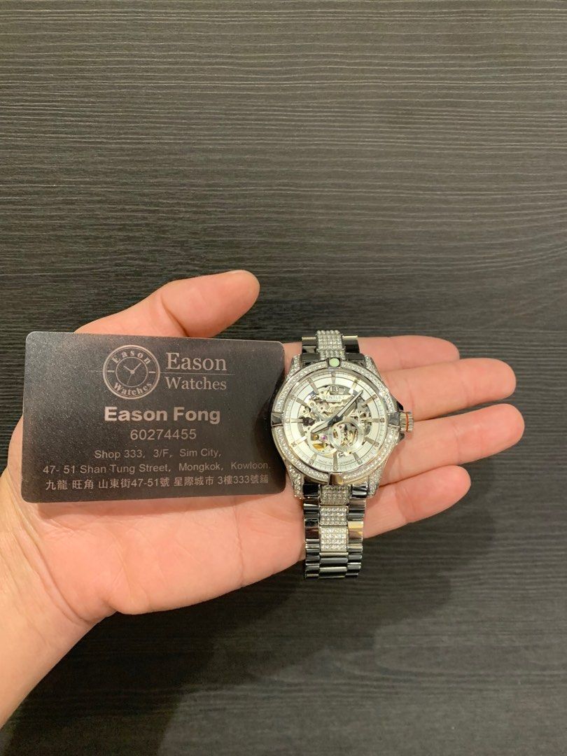 香港行貨新品同樣德國製造閃爆錶殼自動機械錶透明藍寶石玻璃錶底賓利