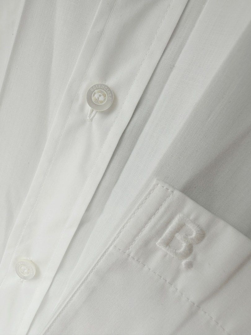 實拍兩折全新有單Balenciaga pleated shirt in white 巴黎世家白色恤衫