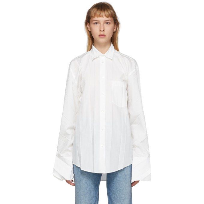 實拍兩折全新有單Balenciaga pleated shirt in white 巴黎世家白色恤衫