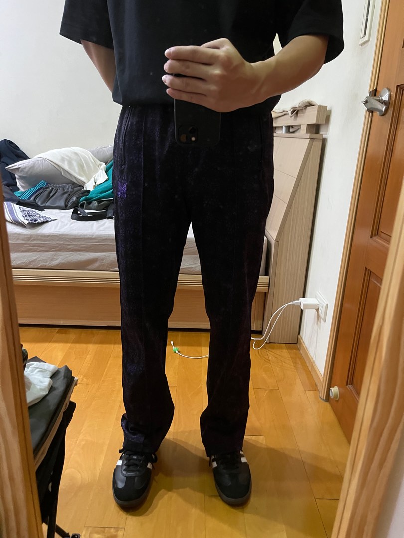 (全新) NEEDLES x Freaks Store / TRACK PANT 運動褲XS 滿版黑紫