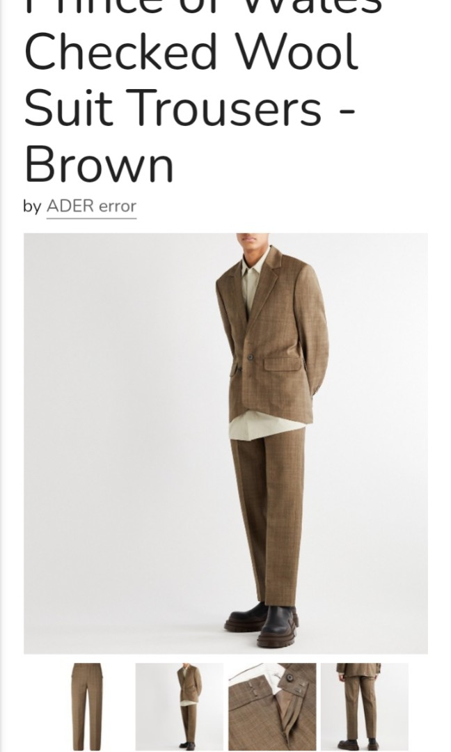 ADER ERROR PRINCE OF WALES CHECK WOOL SUIT TROUSERS BROWN on Carousell