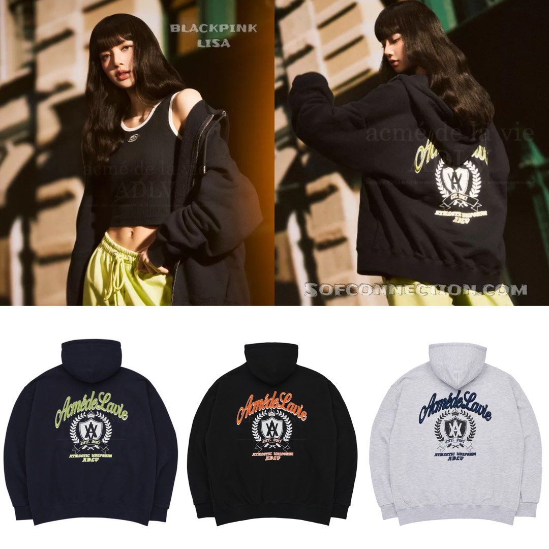 ADLV X LISA A Logo Symbol Printing Hoodie Zip Up Women s Fashion