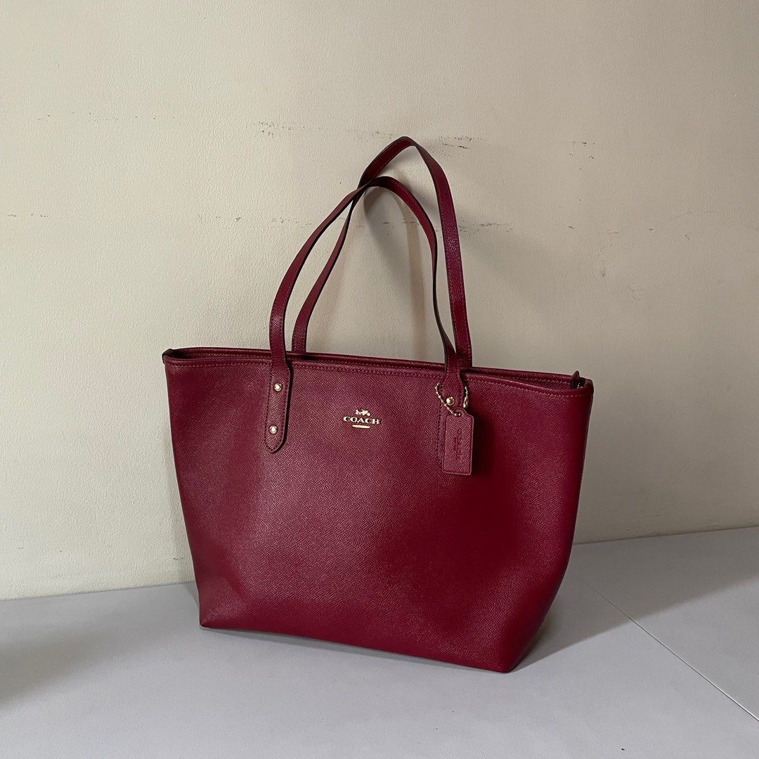 Coach burgundy tote outlet