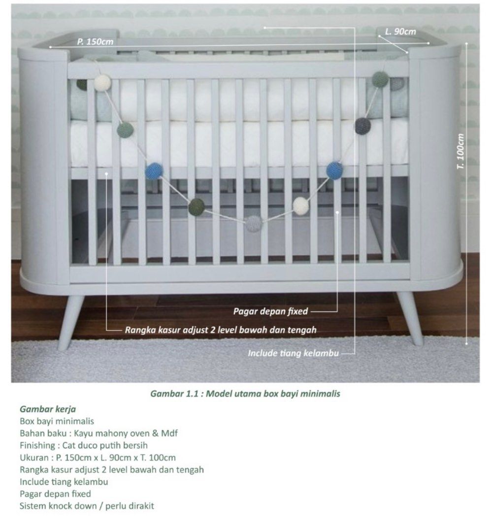 Baby Crib Box Bayi LENGKAP DENGAN MATRAS 100 LATEX WATERPROOF, Bayi