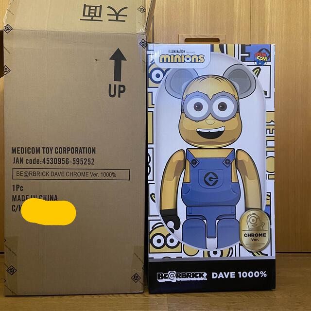 淨賣盒)Bearbrick minion dave chrome 1000% 雙盒, 興趣及遊戲, 玩具